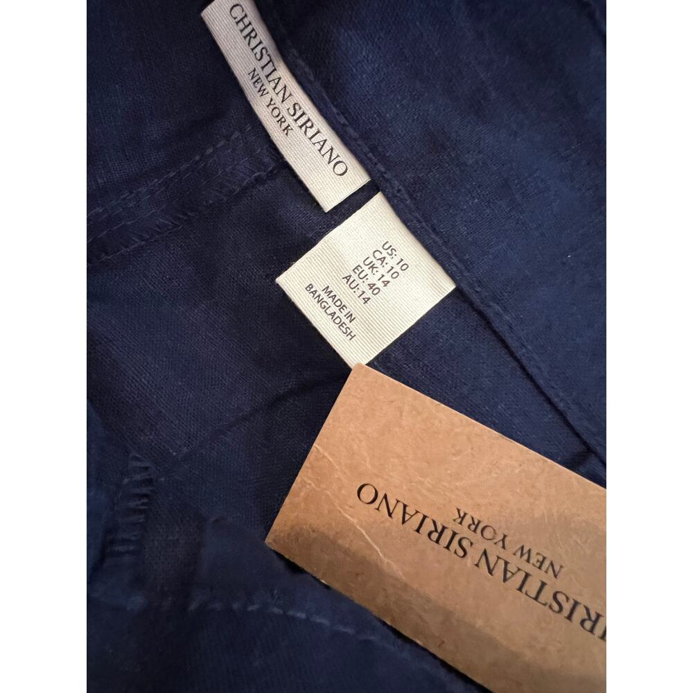 Christian Siriano Wide Leg Linen Pants & Waistcoat Vest Set Navy Blue 10 - Picture 6 of 7